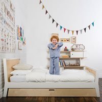 Oeuf Sparrow Single Bed with Optional Trundle in White & Birch