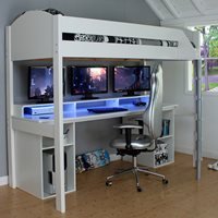 Noah Gaming High Sleeper 1 Bed with Extra Storage - White