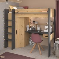 Parisot Grayson High Sleeper with Desk & Wardrobe - Slate Grey
