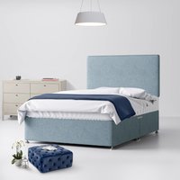 King Size - Divan Bed and Cornell Plain Headboard - Duck Egg Blue - Fabric - 5ft - Happy Beds