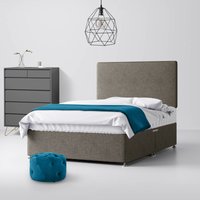 King Size - Divan Bed and Cornell Plain Headboard - Dark Grey - Fabric - 5ft - Happy Beds