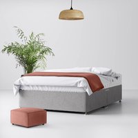Double - Divan Bed - Light Grey - Fabric - 4ft6 - Happy Beds