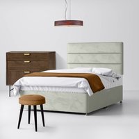 Super King Size - Divan Bed and Cornell Lined Headboard - Light Grey - Velvet - 6ft - Happy Beds