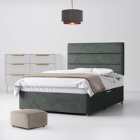 Super King Size - Divan Bed and Cornell Lined Headboard - Dark Grey - Velvet - 6ft - Happy Beds