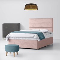 Double - Divan Bed and Cornell Lined Headboard - Pink - Velvet - 4ft6 - Happy Beds