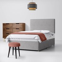 Small Single - Divan Bed and Cornell Plain Headboard - Light Grey - Fabric - 2ft6 - Happy Beds