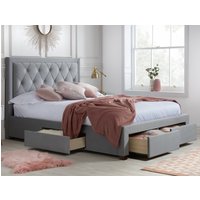 Woodbury - King Size - 4-Drawer Storage Bed - Grey - Velvet - 5ft - Happy Beds