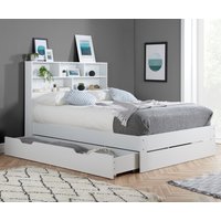 Alfie - Small Double - Bookcase Storage Bed - Underbed Storage - White - Wooden - 4ft - Happy Beds