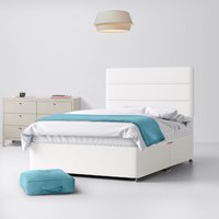 King Size - Divan Bed and Cornell Lined Headboard - White - Fabric - 5ft - Happy Beds