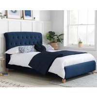 Brompton - Small Double -Dark Blue - Fabric - Low Foot-End -4ft - Happy Beds