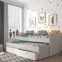Terrassa - Single - Guest Bed - Oak and White - Wood - 3ft - Happy Beds