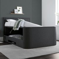 Eston - King Size - Ottoman TV Bed - Grey - Fabric - 5ft - Happy Beds