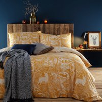 Winter Woods Animal Duvet Cover Set Ochre, Ochre / Single