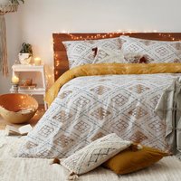 Atlas Global Inspired 100% Cotton Duvet Cover Set Ochre, Ochre / Super King