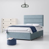 King Size - Divan Bed and Cornell Lined Headboard - Duck Egg Blue - Fabric - 5ft - Happy Beds