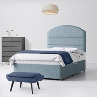 Super King Size - Divan Bed and Dudley Lined Headboard - Duck Egg Blue - Fabric - 6ft - Happy Beds