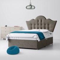 Super King Size - Divan Bed and Florence Buttoned Headboard - Dark Grey - Fabric - 6ft - Happy Beds