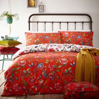 Pomelo Tropical Floral Duvet Cover Set Orange, Orange / Double