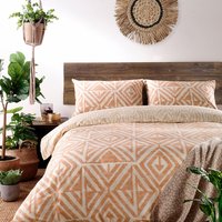 Tanza Global Geometric Duvet Cover Set Terracotta, Terracotta / Super King