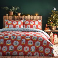 Twelve Days of Christmas Festive Duvet Cover Set Red, Red / Super King