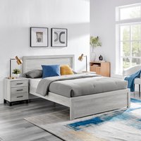 Rodley - Double - Bed - Grey Oak - Wood - 4ft6 - Happy Beds
