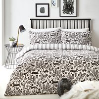 Skandi Woodland Brushed Cotton 100% Cotton Duvet Cover Set Coal, Coal / King