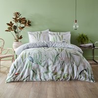 Aaliyah Botanical 100% Cotton Duvet Cover Set White/Sage, White/Sage / King