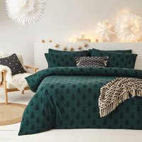 Tufted Tree Festive 100% Cotton Duvet Cover Set Pine Green, Pine Green / Super King