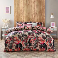 Serpentine Tropical Duvet Cover Set Ruby Pink, Ruby Pink / Double