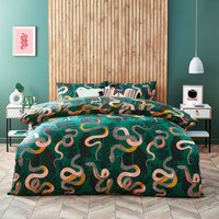 Serpentine Tropical Duvet Cover Set Juniper Green, Juniper Green / King