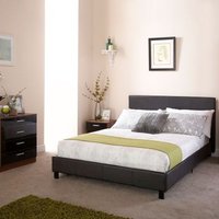 Bugi King Size Bed Faux Leather Black 5 x 7ft