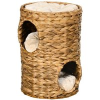 PawHut 47cm Cat Barrel Tree for Indoor Cats with 2 Cat Houses