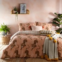 Tibetan Tiger Tribal Duvet Cover Set Coral, Coral / Single