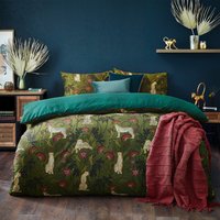 Tropica Cheetah Botanical Duvet Cover Set Moss/Teal, Moss/Teal / King