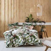 Wonderplant Exotic Botanical 100% Cotton Duvet Cover Set White/Green, White/Green / Super King