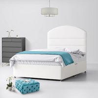 Single - Divan Bed and Dudley Lined Headboard - White - Fabric - 3ft - Happy Beds
