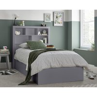 Oscar - Single - Bookcase Ottoman Storage Bed - Grey - Wooden - 3ft - Happy Beds