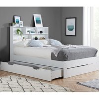 Alfie - Single - Bookcase Storage Bed - Underbed Storage - White - Wooden - 3ft - Happy Beds