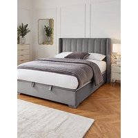 Very Home New Dakota Velvet End Lift Up Storage Ottoman Bed With Mattress Options (Buy & Save!) - Grey, Cream - Bed Frame Only