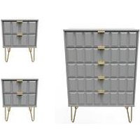 Swift Cube 3 Piece Ready Assembled Package - 5 Drawer Chest And 2 Bedside Chests - Fsc&Reg; Certified