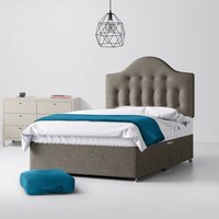 Small Double - Divan Bed and Victor Buttoned Headboard - Dark Grey - Fabric - 4ft - Happy Beds