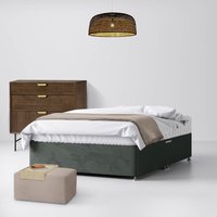 Double - Divan Bed - With Storage - Dark Grey - Velvet - 4ft6 - Happy Beds